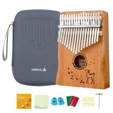 samick 三益樂器 卡林巴琴 鹿 全單板桃花心木 17音 + 硬殼套組, 1套