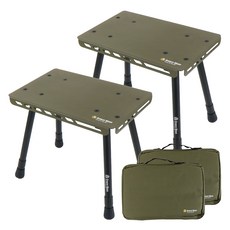 브리즈문 높이조절 캠핑 사이드 메탈 테이블 의자 2p, 올리브 그린