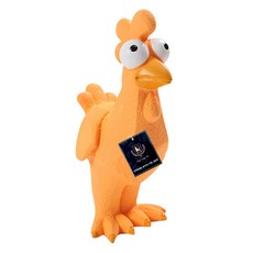 DING DONG PET 寵物胖胖動物啾啾乳膠玩具, 1個, 咯咯雞 橘色