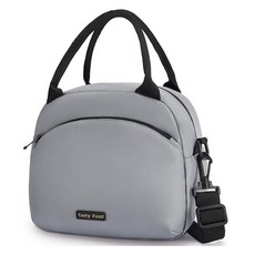 肩背保溫保冷午餐盒便當袋, 灰色, 1個