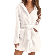 女用柔軟浴室超細纖維浴袍 L, 1個, 白色