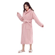 柔軟大尺寸條紋浴袍, 1個, 0817 粉紅色