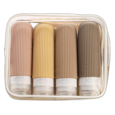 Uselike 可攜帶登機 旅行用矽膠分裝瓶 4件組, 1個, 米色