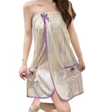 女款柔軟觸感連身裙式大浴袍, 1個, 款式1