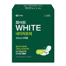 WHITE Nature Foret 親膚超薄衛生棉 蝶翼, 夜用超長型(42cm), 1包, 20片