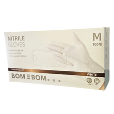 春天的春天丁腈手套 100入, 1個, 中( M), 白色