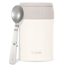 TUMS 簡約食物罐 370ml + 可折疊湯匙組, 1套, 摩卡米色食物罐