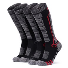 tesla 運動滑雪襪 2雙組 TM-MZS82, 黑色 + 紅色