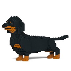 서 있는 닥스훈트 강아지 블럭 M 대형, 블랙, 1개