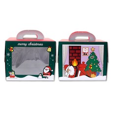 Inp YA 聖誕綠色煙囪聖誕老人蛋糕窗盒 1號 21 x 21cm, 2個, 混合色