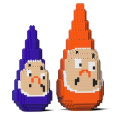 Sankaku 達摩主題積木 2種套組 M 大型, 1套, 藍色, 橘色