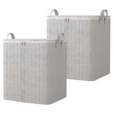 메이크마인 깔끔패턴 대용량 이불 의류 패브릭 정리함, 그레이, 2개