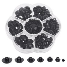 KHOHIMO 娃娃製作 半圓形鈕釦眼 182p + 收納盒套組 4W450, 1套, 黑色