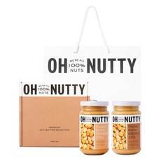 OH NUTTY 100花生醬 原味 230g+脆粒 230g+盒子+購物袋組, 1組