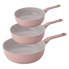 Lacena 電磁爐陶瓷塗層宮廷炒鍋3件組, 1套, 宮廷炒鍋 24cm, 28cm, 32cm, 粉紅色