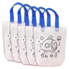 마다꾸미 부직포 가방 DIY 컬러링 꾸미기 색칠가방 방콕놀이, 잠수함 + 가방끈 랜덤 발송, 5개