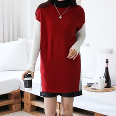 파사드 니트 롱 단추 임산부 티셔츠