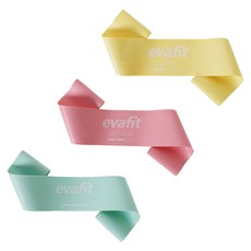 evafit 乳膠環狀彈力帶3件組, 1套, 黃色, 粉紅色, 薄荷綠