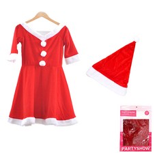 PARTYSHOW 女款聖誕服套裝 連身裙 B款, 1套, 混和色