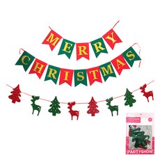 PARTYSHOW 金屬聖誕拉旗 + 麋鹿樹套組, 1套, 混合色