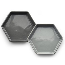 PRELUDE 奶油色六角盤2件組, 灰色, 炭灰色, 1套