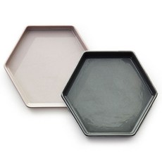PRELUDE 奶油色六角盤2件組, 煙燻粉紅, 炭灰色, 1套