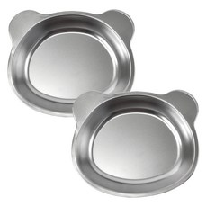 kitchen U 小熊 304不鏽鋼點心盤, 銀色, 2個