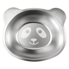 kitchen U 趣味熊貓 304不鏽鋼點心碗, 銀色, 1個