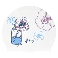 아크시 성인용 실리콘 수영모자 AKCS-0, 블루밍플라워, 1개