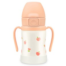 GROSMIMI 水蜜桃花漾不鏽鋼吸管杯, 玫瑰珊瑚色, 200ml, 1個