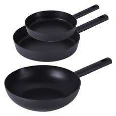 라체나 풀인덕션 IH 후라이팬 세트 3p, 블랙, 후라이팬 20cm + 후라이팬 26cm + 궁중팬 28cm, 1세트