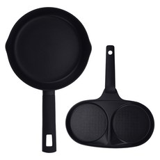 Lacena 全感應IH早午餐平底鍋2件組, 1套, 黑色, 24cm平底鍋 + 雙格煎蛋鍋