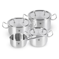 ZWILLING 雙人 雙星經典系列不鏽鋼鍋具4件組, 湯鍋 2L + 燉鍋 3L + 湯鍋 3.5L + 單柄醬汁鍋 1.5L, 1套, 單一顏色