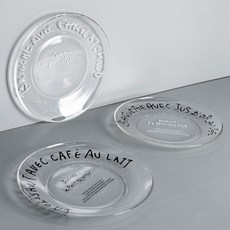 시라쿠스 라세라미끄 클레어 레터링 글라스 원형접시 M 19cm 3종 세트, 1세트, 화이트 + 블랙 + 믹스, 화이트, 블랙, 믹스