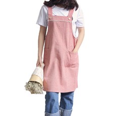 아메리칸로드 빈티지 코튼 H원피스형 다용도 앞치마 YK032, 레드, 1개