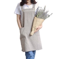 아메리칸로드 빈티지 코튼 H원피스형 다용도 앞치마 YK032, 브라운, 1개