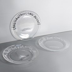 라세라미끄 클레어 레터링 글라스 원형접시 L 23.5cm 3종 세트, 1세트, 화이트 + 블랙 + 믹스, 화이트, 블랙, 믹스