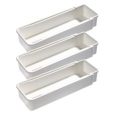 甜蜜商店 可調節長度廚房餐具收納托盤, 白色, 3個