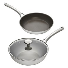 Corelle Brands 康寧餐具 DuraNano 電磁爐平底鍋鍋具2件組, 1套, 平底鍋 24cm + 雙耳鍋 24cm, 單一顏色
