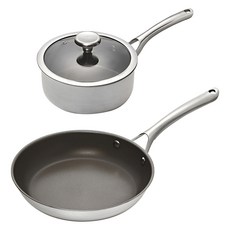 Corelle Brands 康寧餐具 DuraNano 電磁爐平底鍋 湯鍋 2件組, 1套, 平底鍋 24cm + 單柄鍋 18cm, 單一顏色