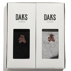 DAKS 女款淑女泰迪熊刺繡短襪2雙襪子禮盒組 + 提袋