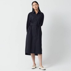 JAJU(자주) 여성용 포플린 긴팔 셔츠 면 롱 원피스