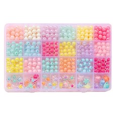 윰스 파스텔 컬러 비즈 팔찌 반지 24색 DIY 세트, 혼합색상, 1세트