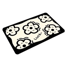 mondeuseupat 黑白防滑可水洗浴室珪藻土地墊 RB20829, 花朵黑