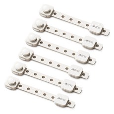 JOONIE 嬰兒長度可調式旋鈕帶型雙重抽屜安全鎖, 白色, 6個