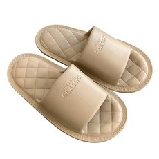 EVER HOUSE 經典字母絎縫室內拖鞋, 米色, 1個