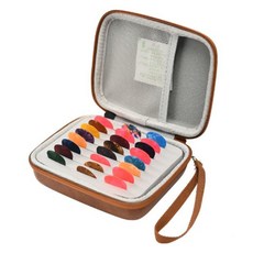 Toppia 皮革栗色半網撥片收納夾 + 24片撥片組, 1套