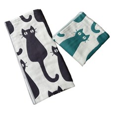 純棉三層廚房抹布 大尺寸 2種 A套組, 綠色, 深灰色, 1套