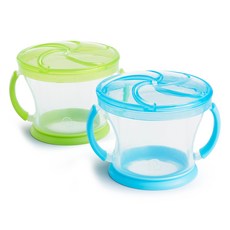 munchkin 滿趣健 附把手防漏零食杯2件組, 藍色, 綠色, 1個