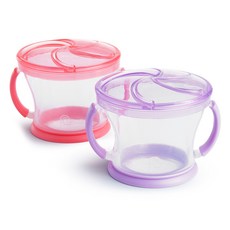 munchkin 滿趣健 附手柄防漏零食杯2件組, 紫色, 粉紅色, 1個